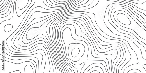 Geographic Line Map Illustration with Elevation Assignments Abstract Topographic Contour Curves Wavy Terrain Patterns and Paper Texture Effect on White Background
