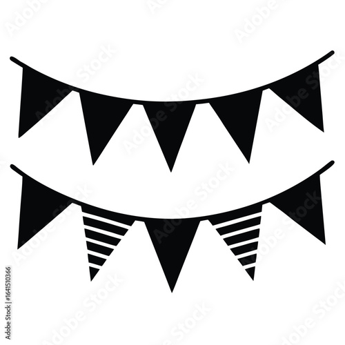 Black and white triangle bunting flags for decorations