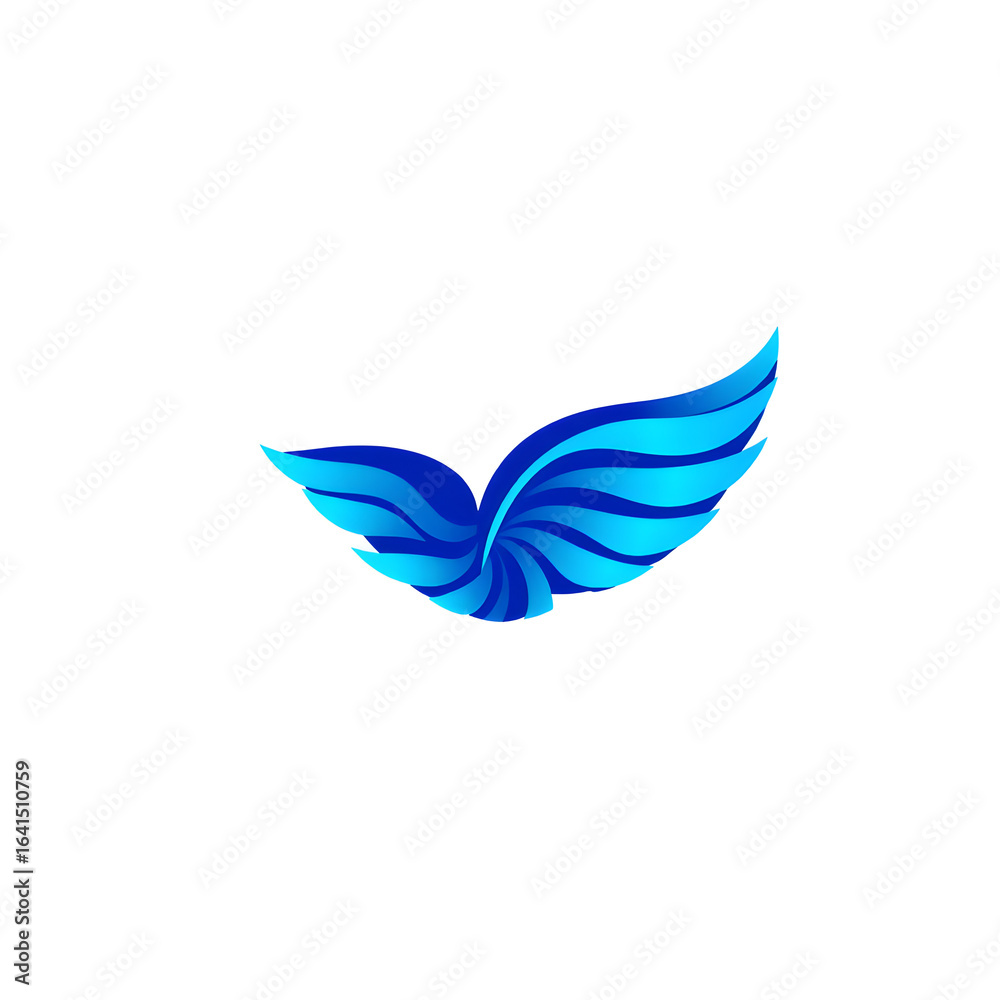 Obraz premium Abstract bird wing logo with elegant curves and blue gradient for premium branding.