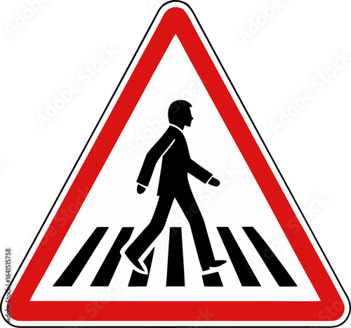 Illustration of a pedestrian crossing sign, marking a safe zone for pedestrians to cross the road.