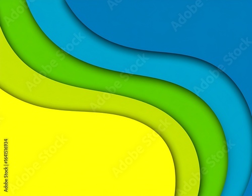 Colorful gradient layered background with 3d effect and curved shapes