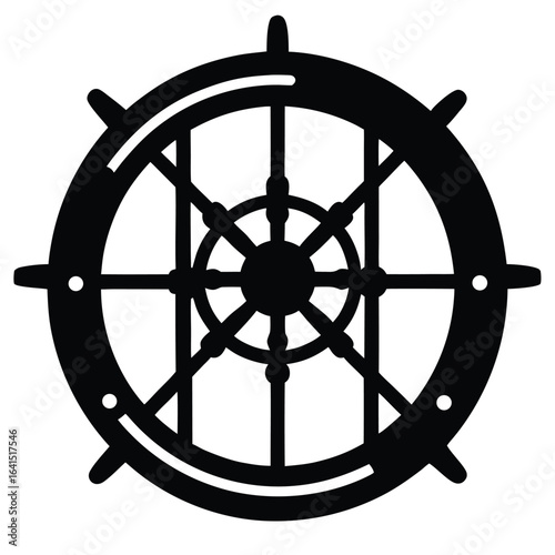 Classic nautical ship s wheel silhouette