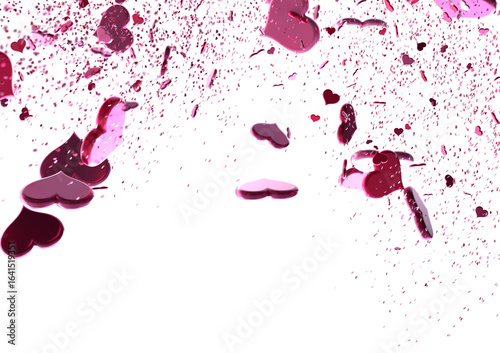  Red heart love confettis. Valentine's day falling