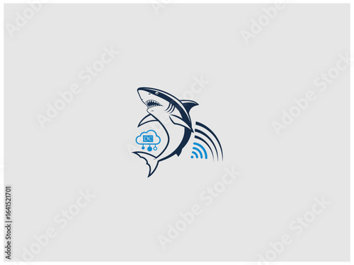premium shark logo design vector, vector and illustration,