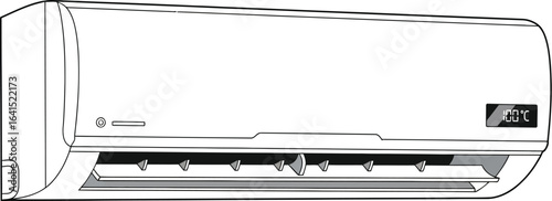 White air conditioner unit on a plain background, climate control