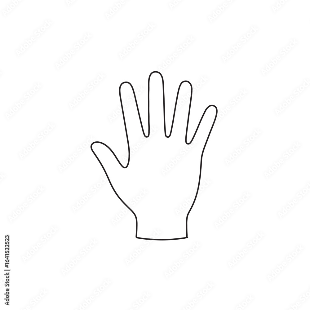 Obraz premium Simple Line Art Illustration: Open Human Hand Palm Up, Minimalist Design, Clean White Background