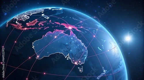 Glowing globe network connection earth australia
