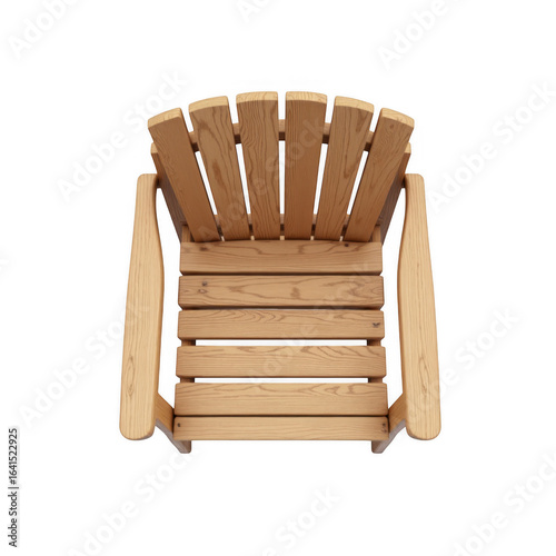 Top view of a comfortable wooden adirondack chair perfect for outdoor relaxation and recreation transparent background