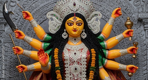 A close up image of hindu goddess durga depicting power and divine feminine energy