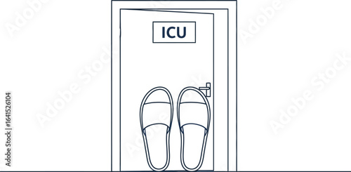 Slippers at ICU Doorway, Hospital Room, Patient Recovery