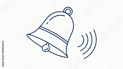 Illustration of a ringing bell with sound waves depicted in a simple line drawing style design