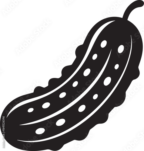 Pickle Silhouette – Black and White Vegetable Illustration