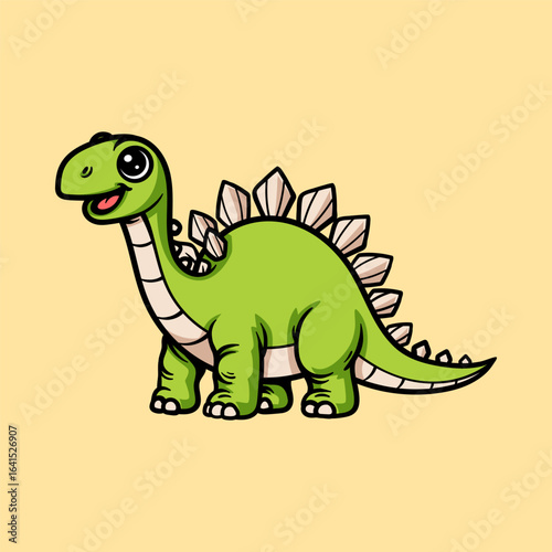 fun cute stegosaurus chi-bi colored cartoon character isolated drawing line style sketch classic vintage design illustration