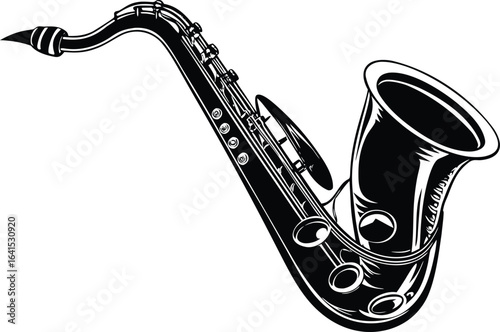 saxophone with musical notes