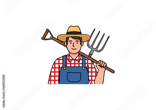 icon of American farmer with pitchfork