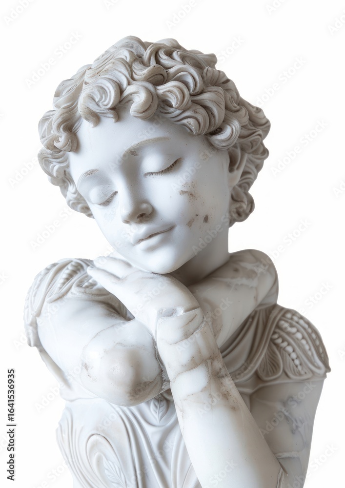 Elegant marble statue, serene expression Elegant marble statue, serene expression