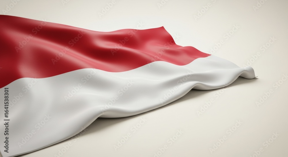 Fototapeta premium Indonesian Flag Waving on Neutral Background