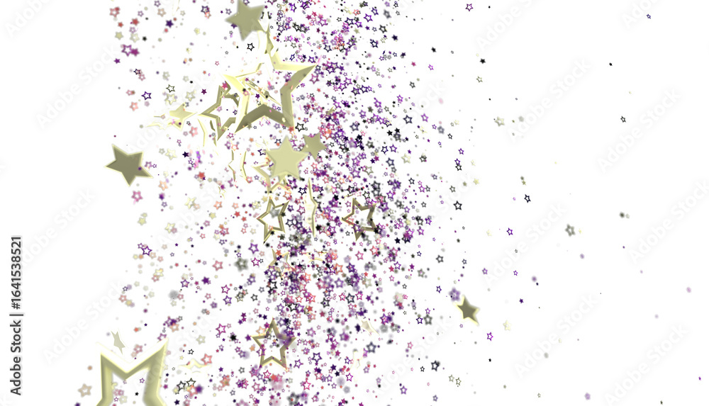 Obraz premium Sparkling gold stars falling on white. Perfect for celebration, festive, magical designs.