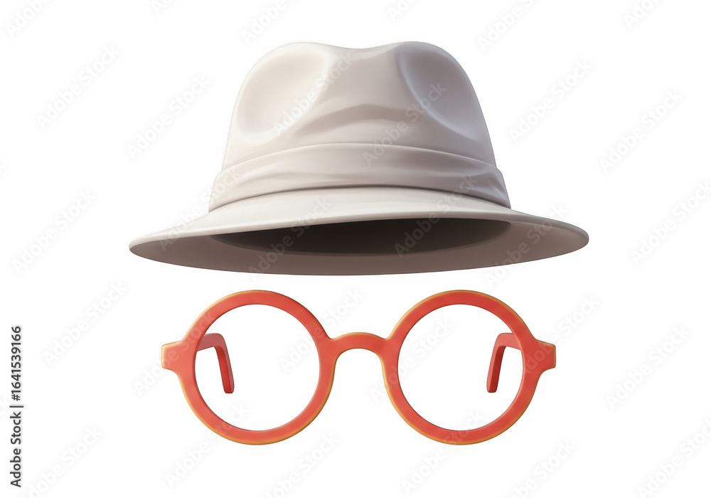 A hat and glasses disguise isolated on transparent background, creating mystery A hat and glasses disguise isolated on transparent background, creating mystery