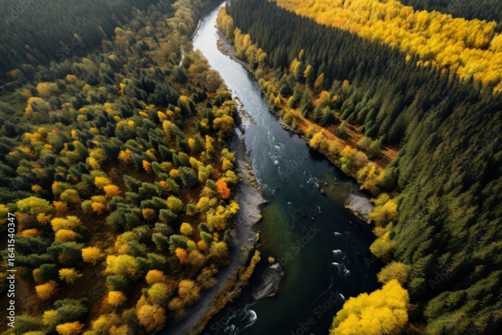 Naklejka premium Forest river outdoors nature.