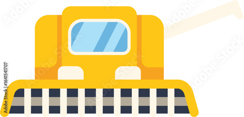 Yellow combine harvester working on the field and harvesting crops