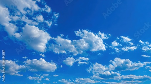 Vibrant Blue Sky Filled with Fluffy White Clouds - A Beautiful Day for Nature and Outdoor Activities