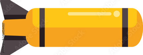 Yellow bomb falling down with the explosion at the end, isolated vector illustration in flat style