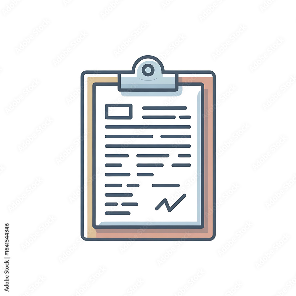 Clipboard with a checklist or contract and a checkmark Clipboard with a checklist or contract and a checkmark