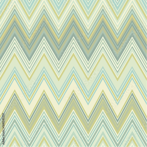 seamless chevron stripe vector fabric pattern with mustard peak stripes and teal valley stripes for vibrant modern textile and fashion design
