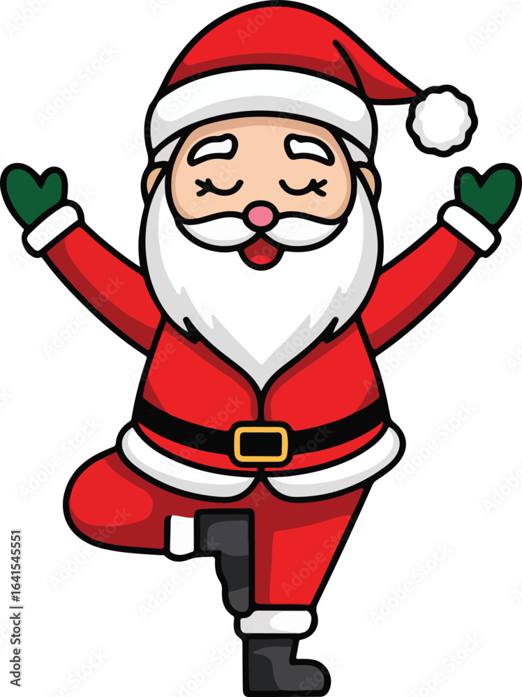 Santa Cartoon Vector Yoga Pose Holiday Santa Cartoon Vector Yoga Pose Holiday