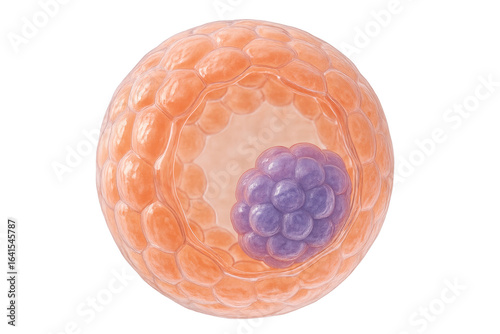 Human blastocyst showing inner cell mass forming embryo on transparent background