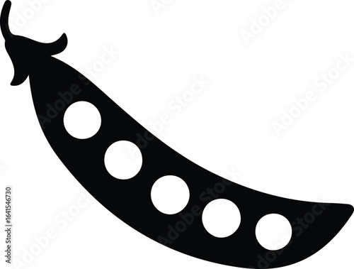 Illustrator Pea pod with peas vegetable healthy food Silhouette vector
