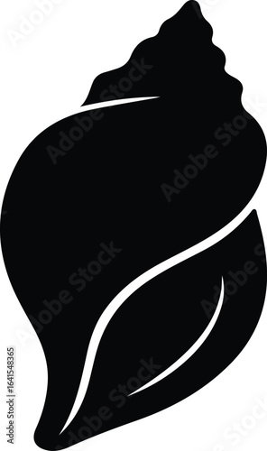 Illustrator Seashell conch black and white minimalist ocean Silhouette vector