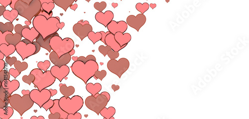 Falling red and pink hearts isolated on transparent background. Valentine’s day design.