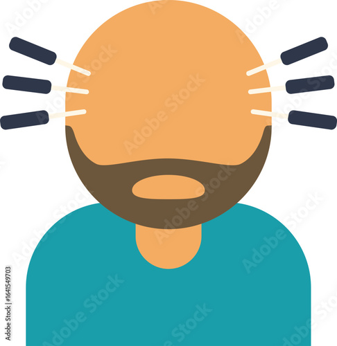 Illustration of a man receiving acupuncture therapy on his face with needles, a traditional chinese medicine technique