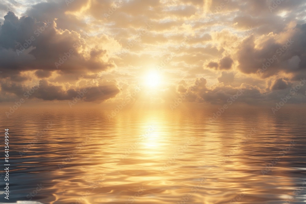 Obraz premium Serene sunset over the ocean reflecting golden light Tranquil waters and on transparent background