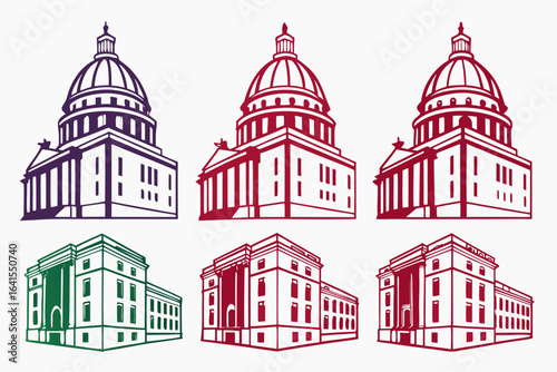Government building architecture with domes and columns