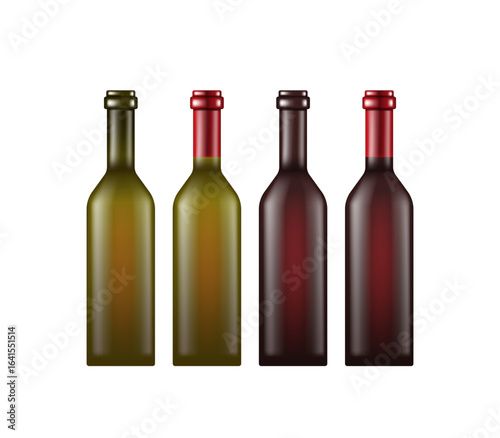 Wine bottle. Vector 3d clipart isolated on white background.
