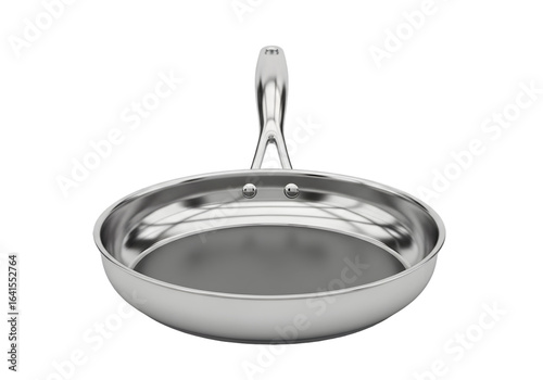 Stainless steel frying pan isolated on transparent background, essential kitchen cookware for preparing delicious meals