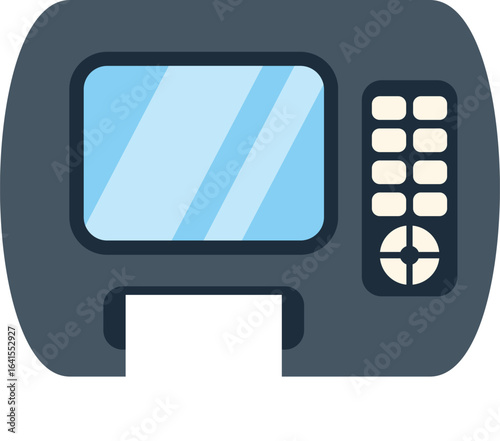 Illustration of a modern electronic payment terminal accepting contactless payment