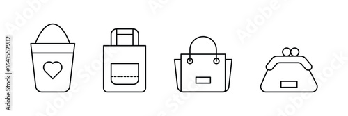 Minimal, cute and stylish bag, purse icon vector illustration for shopping, fashion, women, accessories, storage, modern, casual, trendy use.