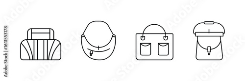 Fashionable, versatile and modern duffle, sling, tote, backpack icon vector illustration for travel, utility, casual, trendy, accessory, storage.