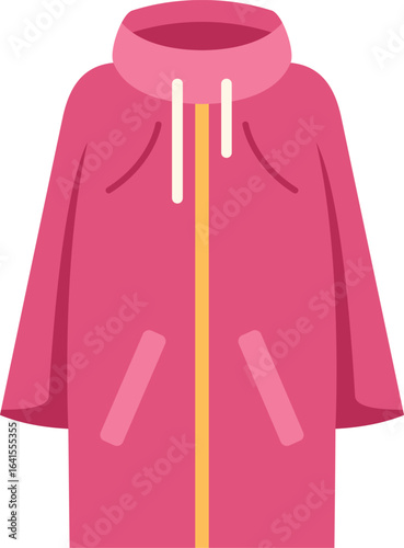 Pink raincoat protecting you from bad weather, keeping you dry and warm during rainy days