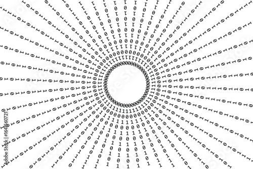 Binary Code Zero One Flowing Radiating Pattern Background Image.