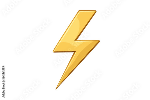 Golden lightning bolt icon symbolizing electrical energy, flash power, and electric charge, modern vector illustration with transparent background for energy and technology concepts