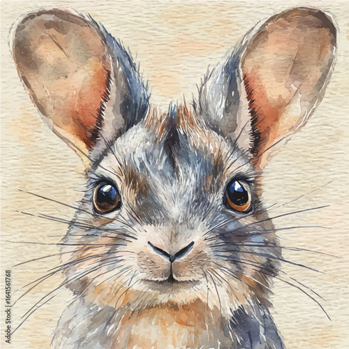 Chinchilla, watercolor vector, isolated on a white background.