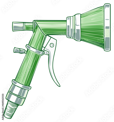 Green gardening spray nozzle with adjustable spray pattern for watering plants