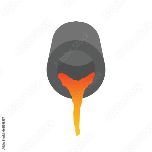 Graphite Crucible Pouring Molten Metal Flat Illustration. Clean Icon Design Element on Isolated White Background