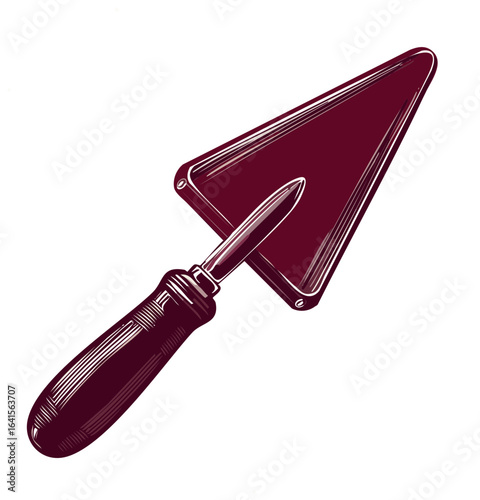 Vintage Style Trowel Illustration, Gardening Tool, Decorative Vector Art