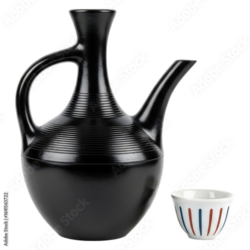 Ethiopian coffee pot jebena and cup still life